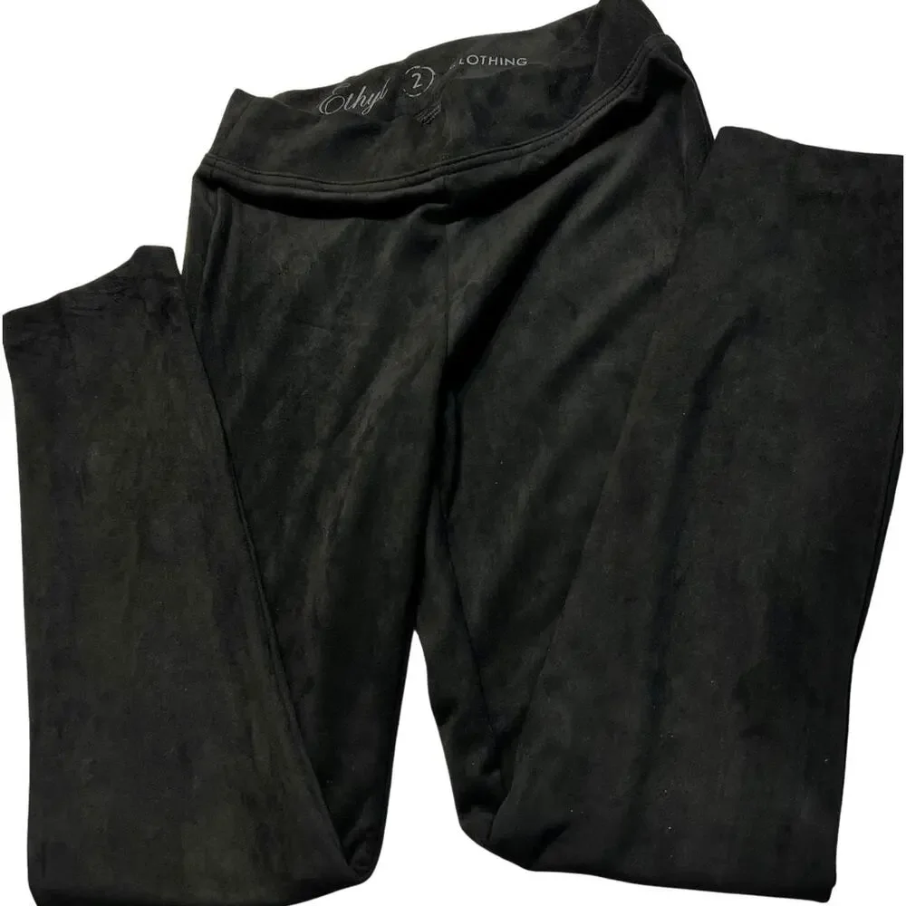 Ethyl Clothing Hadar Black Cropped Soft Pants size 2 Spandex Blend Basic